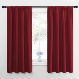 NICETOWN - Cortinas Opacas con Bolsillo para cortinero (Rojo, 1 Par, 106 x 160 cm)