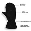 AMERICAN FUR Deerskin Suede Mittens - Black Insulated (Medium)