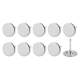 METALLIXITY Upholstery Nail Tacks (11x13x1.2mm) 50Pcs, Iron Flat Head Push Pins - for House Construction, Home Kitchen Furniture, Silver Tone