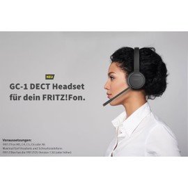 GEQUDIO GC-1 DECT Headset for FritzBox - Wireless Calling with Call Control on FritzFon - Dual Headset with Bluetooth for PC and Smartphone - HD Audio (1-Ear)