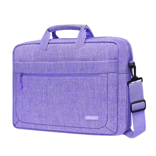 MOSISO Laptop Shoulder Messenger Bag Compatible with MacBook Air 15 inch M2 A2941 2023/Pro 16 2023-2019 M2 A2780 M1 A2485 A2141, 15-15.6 inch Notebook with Adjustable Depth at Bottom, Purple