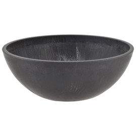 PSW Pot Collection M20DCB 8-inch Plastic/Stone/Wood Composite Low Bowl Planter – No Drainage Hole (Drillable), Shallow Indoor/Outer Pot for Succulents, Bonsai, Fairy Gardens, Herbs, Dark Charcoal