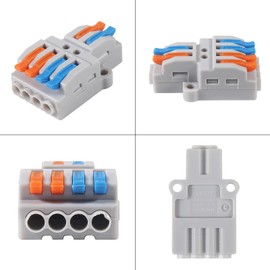 10Pcs 2 in 4 Lever Wire Connector Compact DIY Quick Connect Push-in Splitter Cable Splicing Butt Terminal Block Connectors - Mini Electrical Wire Splice 2 in 4 Out