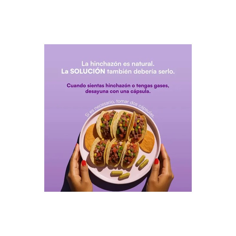 Zesty Debloat Suplemento Digestivo Alivia Hinchazón 30 Cap Sin Sabor