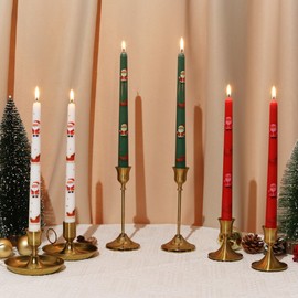 2 Pack Christmas Taper Candles, 10 Inch Unscented Candlesticks with Santa and Sleigh for Holiday Table Centerpiece, Fireplace Mantel, Advent Wreaths, Winter Weddings, Seasonal Home Decor