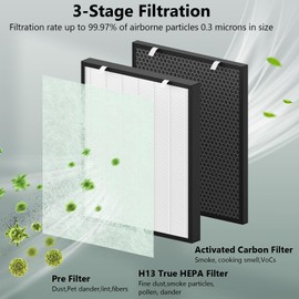 FMDZFL Air400 Replacement Filter for Bissell Air400, 2 H13 True HEPA and 1 Activated Carbon Pack with 8 Pre-Filter, Compared to Part #2521,2520,3365