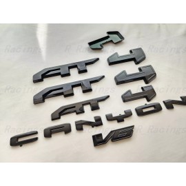 GMC 5PCS Gloss Black Door Rear AT4 Canyon V6 OVERLAY Emblems 2021-2022 Canyon