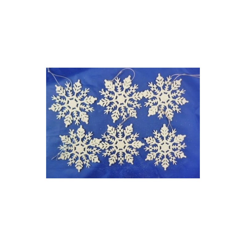 Toyland® Pack of 12 White Gliitery Snowflake Christmas Tree Trims