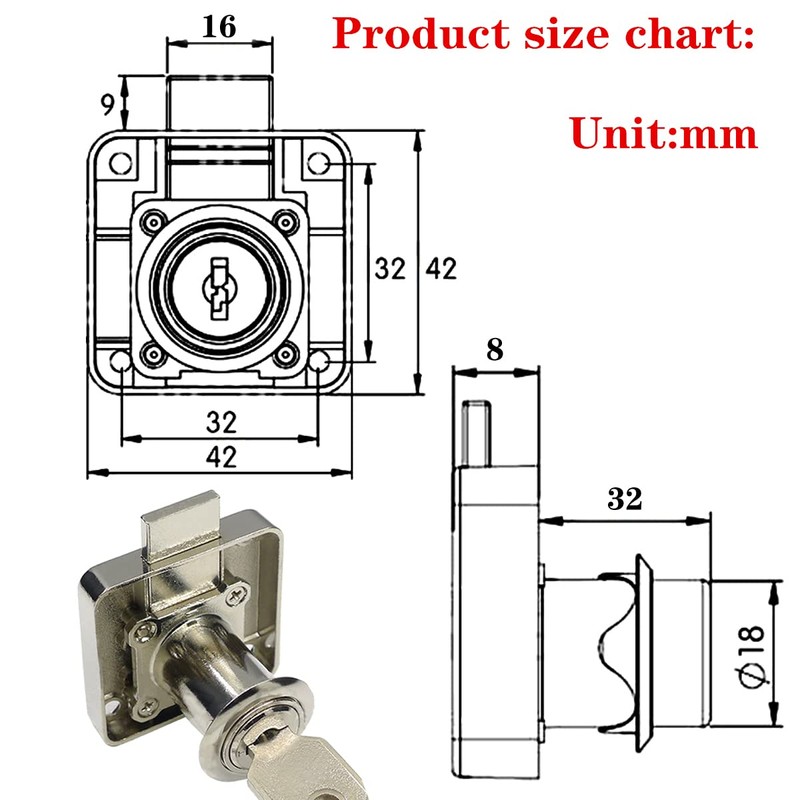 Cabinet Doors Drawer Heavy Safety Closet Lock with Keys Deadbolt