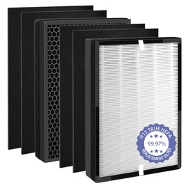 Popurure TT-AP007 Replacement Filter Compatible with TaoTronics TT-AP007 Air Purifier, 2 True 4-Stage High-efficiency Activated Carbon + 4 Pre-Filters