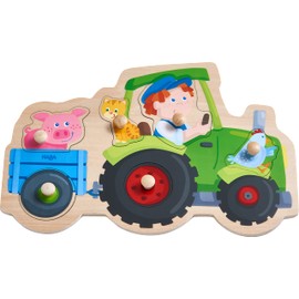 HABA 305550 Gripping Puzzle Funny Tractor Ride Grabbing Puzzle from 1 Year Colourful