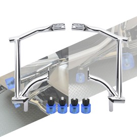 HCmotorku Saddle Bag Guards Crash Bars Chrome Fit for Harley Touring Street Glide FLHX Road Glide FLTRX Road King FLHR Electra Glide Ultra 09-2025 (Saddlebag Guards with Blue Decorative Wheel)