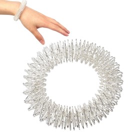 OUDQFCJ Handgelenk Massage Ring Schmerzlinderung Akupressur Armband Massagegeräte Set Stachelige Sensorische Fingerringe (Silver)