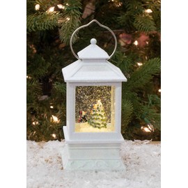 Roman Inc. 8.5" H LED White Lantern with Snowman Winter Scene Glitter Dome Snow Globe