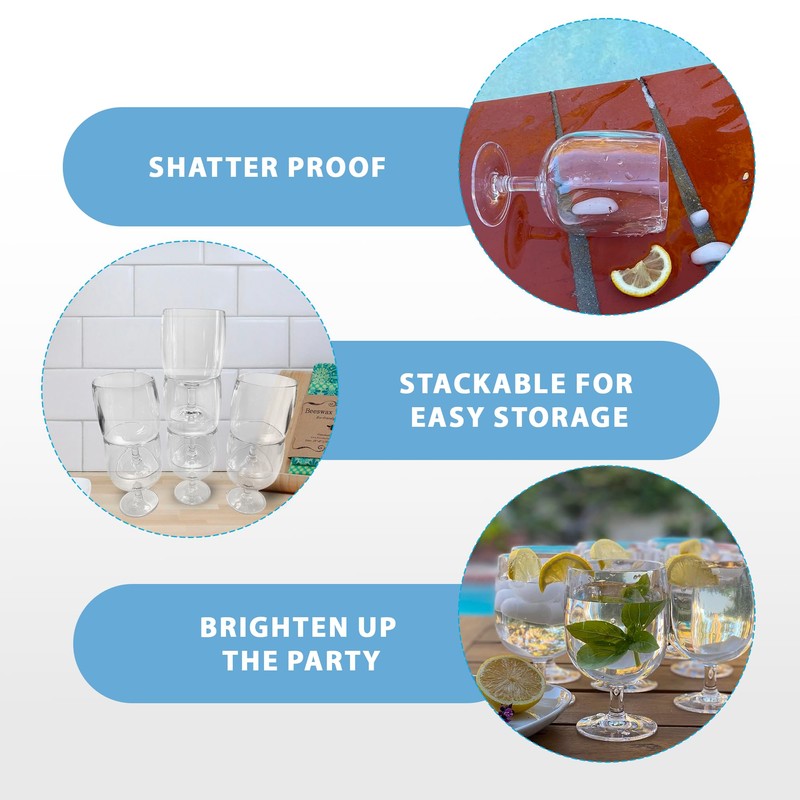 Lily's Home Set of 8 Unbreakable Poolside 12 oz Acrylic