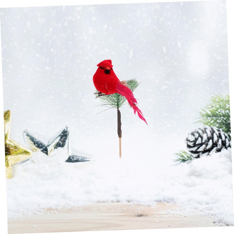 FUNOMOCYA Vibrant Red Birds Christmas Decor Artificial Bird Figurines Home