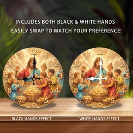 Jesus Christ Blessing Children Wall Clock Religious Art Decor 10-Inch Wooden Wall Clock, Silent Movement, Battery Operated (AA Batteries Not Included), Artistic Home Decor, Perfect for Home Accents