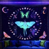 Algasan Blacklight Moth Moon Phase Tapestry Boho Butterfly Moon Wall