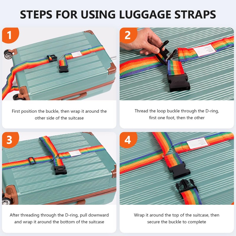 CPCOIN Luggage Straps for Suitcases Adjustable Travel Belts with Ladderlock