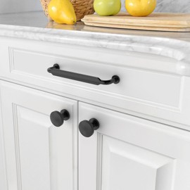 Amerdeco UK0071 Furniture Handles, Black, 160 mm Hole Spacing, Zinc Alloy Drawer Handles & Cabinet Handles for Kitchen Cabinets & Wardrobes, Pack of 10