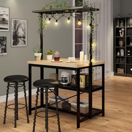 GAOMON 42" Large Kitchen Island Bakers Rack Microwave Oven Stand Kitchen Shelf with 3 Tier Storage, Metal Coffee Bar Table,Kitchen Storage Shelf for Dining Living Room, 5 Hooks, 42"*28"*72"