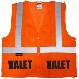 Qraphic Tee Valet Parking Safety Vest with Screen Print Design Both Front and Back.