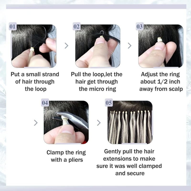 Hetto Micro Ring Extensions, Real Hair Brown Micro Ring Extensions,