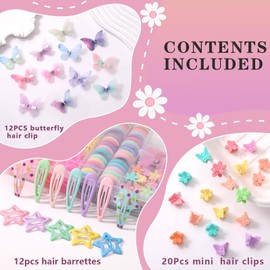 Hair Accessories for Girls, 1350P Colorful Hair Ties with 44P Hair Clips, Glitter Butterfly Hair Clips for Kids, Hair Wax Stick, Butterfly Hair Claws, Hair Barrettes with Hair Comb Set & Organizer Box