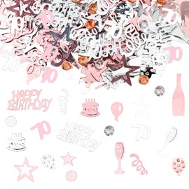 GoldRock Confetti 70th Birthday Decoration Rose Gold - Confetti for Men and Women - Table Decoration