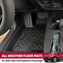 Naibeve Floor Mats for 2020-2025 Ford Explorer 6-Passenger- All Weather for Ford Explorer Floor Mats & Cargo Mat with Backrest Mats & Second Row Backrest Mats Protector Accessories