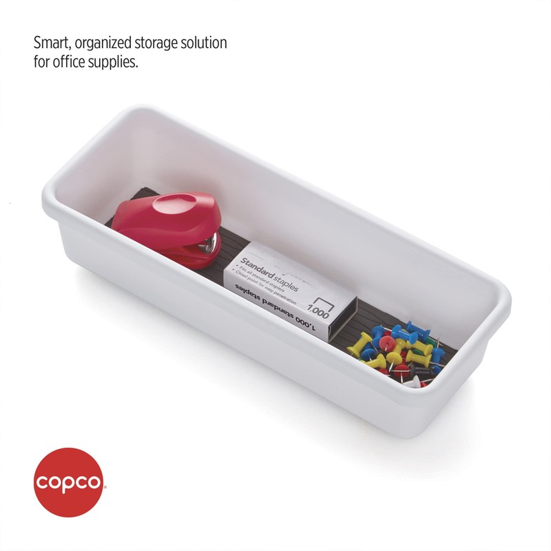 Copco Basics Drawer Organizer, 9.81 x 3.81 x 2.1-Inches, White/Charcoal