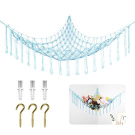 Teddy Hammock,Toy Hammock for Stuffed Animals,Toy Hammock,Corner Toy Storage Net for Stuffed Animals,Teddy Hammock with 3 Hooks,Soft Toy Storage Net,Cute Hanging Plushie Net,for Kids Bedroom