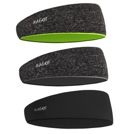 HAGOT Men's Headband 3 Pack, Quick-drying Sweatband and Sports Headband, Absorption Breathable Band Sweat for Running, Cycling, Basketball, Tennis, Fitness Workout