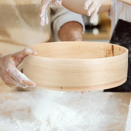 Yardwe Flour Sieve Wood Round 27 cm Flour Sieve for Baking Kitchen Sieve Fine Mesh for Flour Rice Sand Beans Cereals