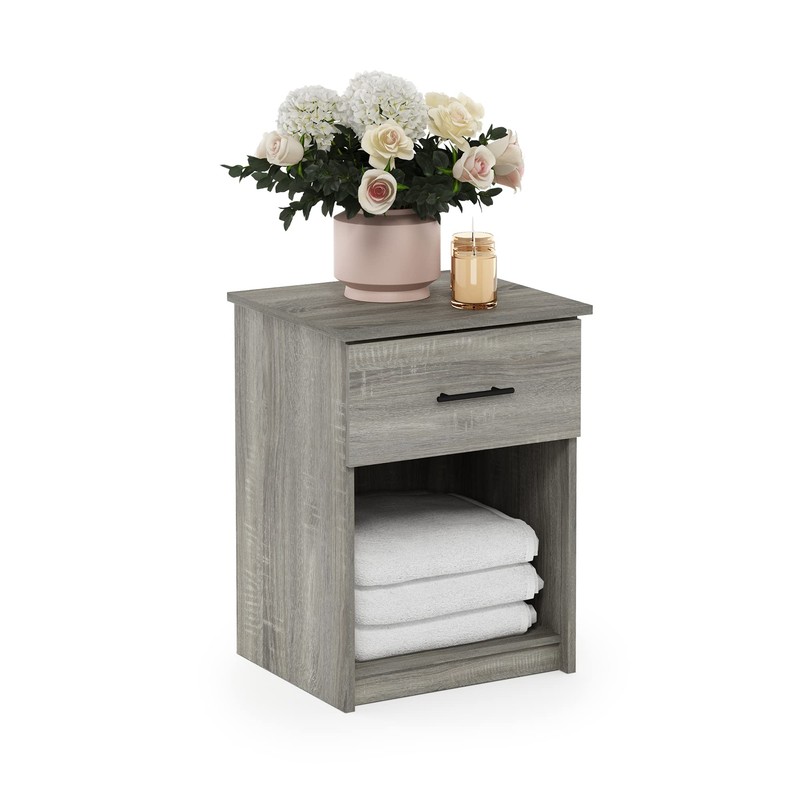 Furinno Tidur Nightstand, French Oak Grey