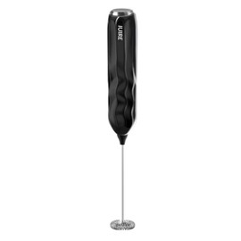 IUIRE Milk Frother Handheld Battery operated, Fast Powerful Drink Mixer with Stainless Steel Whisk for Coffee, Matcha, Lattes, Cappuccino (Black)