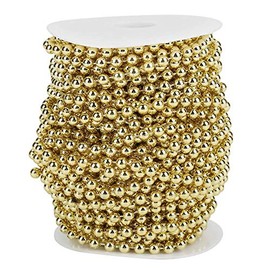 Walfront 25m/Rollo Galvanoplastia Perlas de Alambre de Perla Guirnalda Cuerda DIY Decoración de la Boda Diámetro 6mm (Oro)