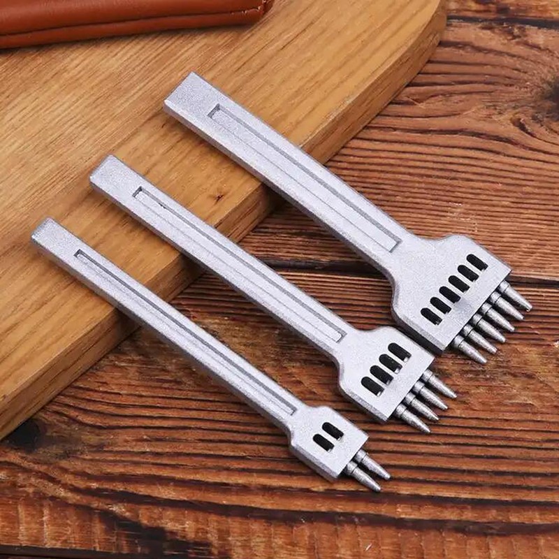 YUENTOEN 3Pcs Round Hole Row Punch, 2/4/6 Prong Pricking Iron