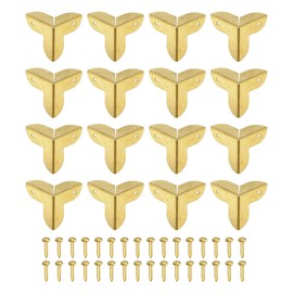 sourcing map 16 Pcs Decorative Box Corner Cover, 9mm Metal Edge Guard, Furniture Corner Edges Protector with Screws, Yellow