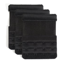 YARBAR Bra Extender Bra Extension Hook, 4 Tiers, Elastic Bra, Extension Hook, Women's, Bra Hook, Adjustable, Set of 3 4 Tiers Black, Hook Distance: 0.75 inches (1.9 cm), Free size