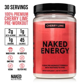 NAKED Cherry Lime Energy - Clean Pre Workout Supplement for Men and Women, Vegan Friendly, No Added Sweeteners, Colors Or Flavors - 30 Servings