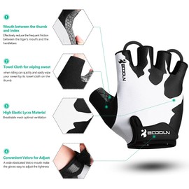 KONVINIT Cycling Gloves Fingerless Rubber Padded Women & Men Gym MTB Breathable Non-Slip Outdoor Sports Gloves by, white, xxl