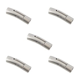 UNICRAFTALE Set of 5 Hole Diameter 0.2 inch (6 mm) Matte 304 Stainless Steel Bayonet Clasp Press Type Tube Column Tubular Clasp String Closure Clasp End Parts Stainless Steel Color Connecting Metal Parts Bracelet Fastener Jewelry Accessory Parts Auxiliar