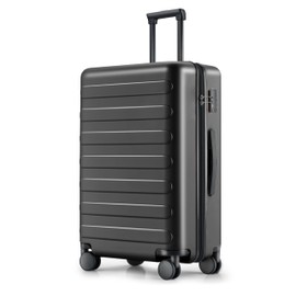 NINETYGO 24 Inch Luggage with Spinner Wheels, Checked Luggage, Large Luggage for 5-7 Days Travel, 100% Hardshell PC, TSA Lock, 25.9 X 17.9 X 10.0 (Black, Rhine)