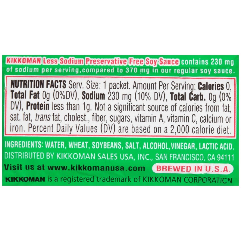 Kikkoman Low Sodium Preservative-Free Soy Sauce, 6 ml (Pack of