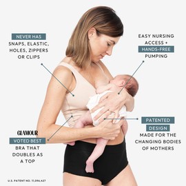 Larken Hands Free Pumping Bra for Breastfeeding | Breast Pump - Maternity Bras for Pregnancy, Pumping & Nursing Bra in One Sand (XXL)