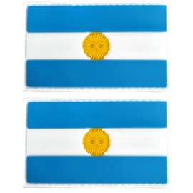 Argentina Flag Patch Argentina PVC Rubber Hook & Loop Fastener Patch for Hats, Tactical Bags, Jackets, Clothes Patch Team Military Patch（ 2 Pack）