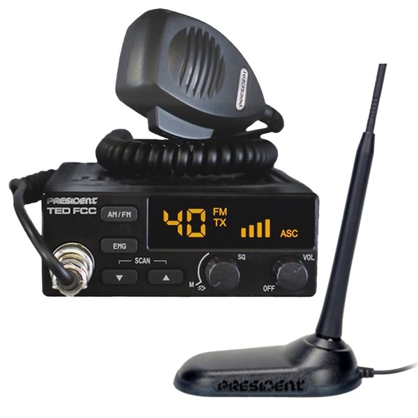 President CB Radio Starter Kit with TED FCC 40-Channel 12-Volt