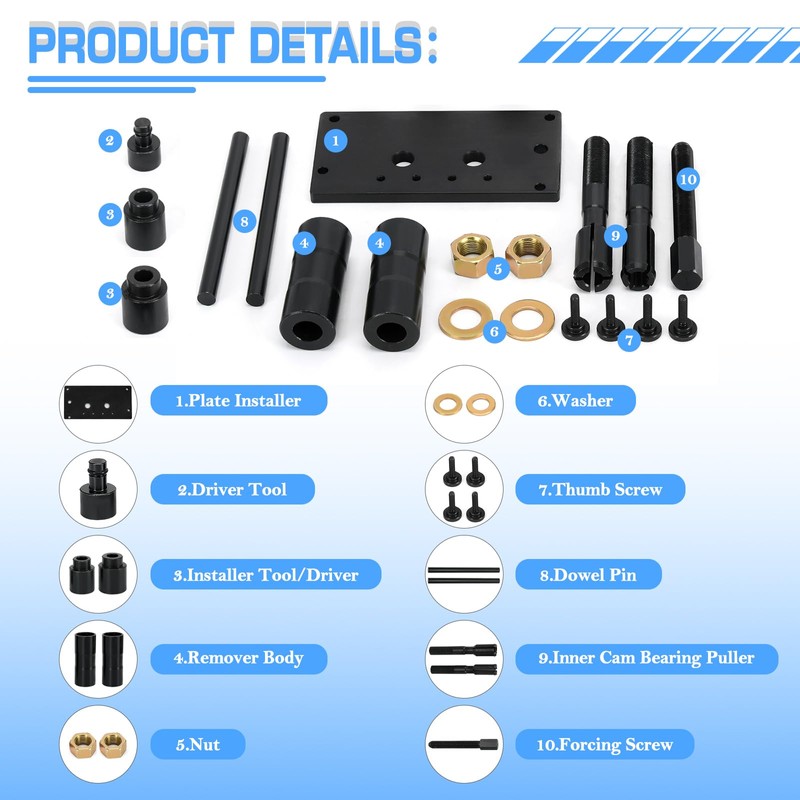 FQRANBO Inner Cam Bearing Installer and Puller Tools Compatible with