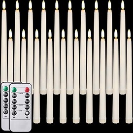20 Paquetes de Velas Cónicas sin Llama con 2 Mandos a Distancia Velas LED Parpadeantes de Cera Sintética de Marfil Realista a Pilas para Bodas Acción de Gracias Navidad San Valentín
